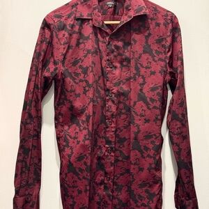 RW&CO. Red and Black Floral Dress Shirt